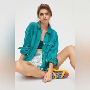 Anthropolgie’s Saturday Sunday Eryka Terry Shirt Jacket in Green - Size Small